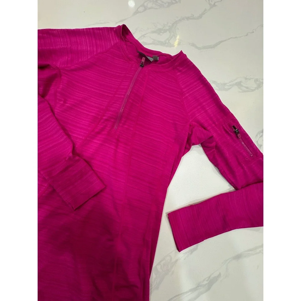 Athleta Pacifica UPF 50 Pink 1/2 Zip Long Sleeve Pullover Workout Swim Top Sz S - Picture 5 of 9